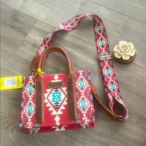 Wrangler Red and Brown Crossbody Bag with Geometric Design